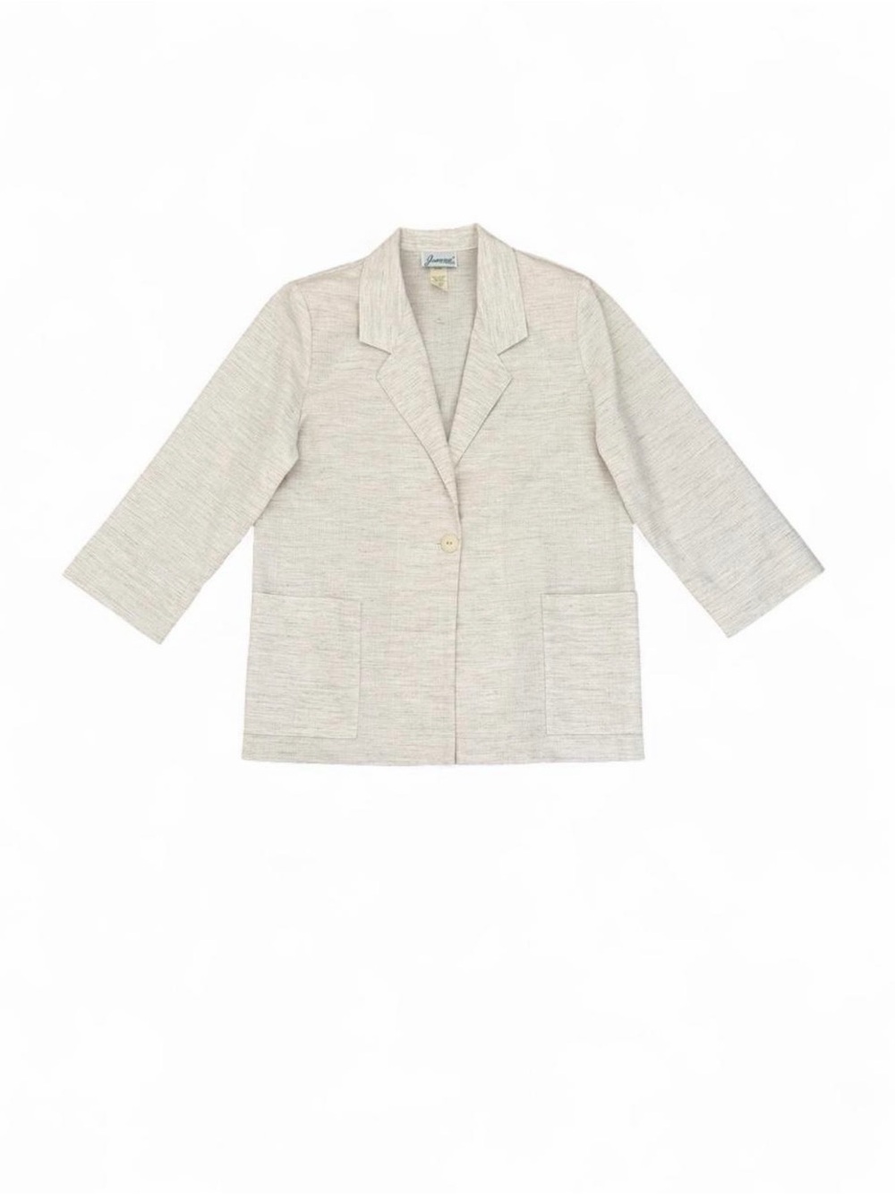 Light Cream Single-Button Blazer with Patch Pockets